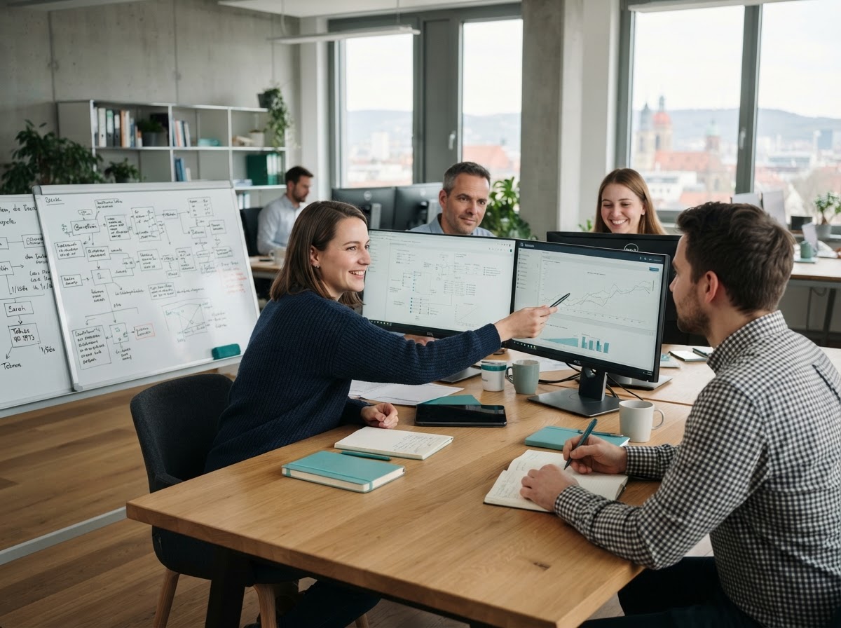 Qorvethan Team bei der Arbeit an der Datenanalyse-Plattform